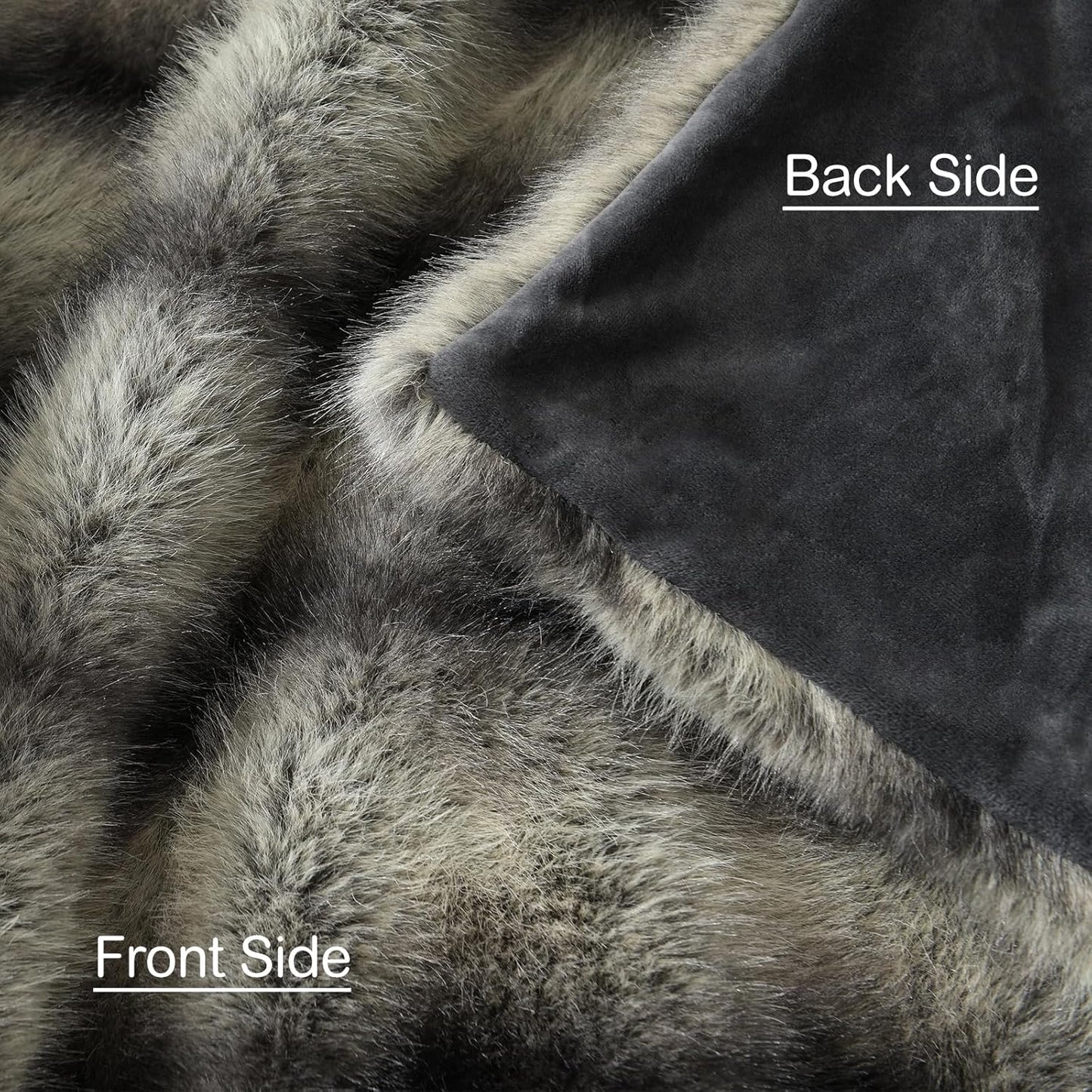 HORIMOTE HOME Luxury Faux Fur Throw Blanket, Non-Shedding 60"x80" Fur Blanket Throw, Ultra Soft Blankets for Bed, Couch and Sofa, Premium Soft, Thick Fluffy Throws, Gray Black Stripes