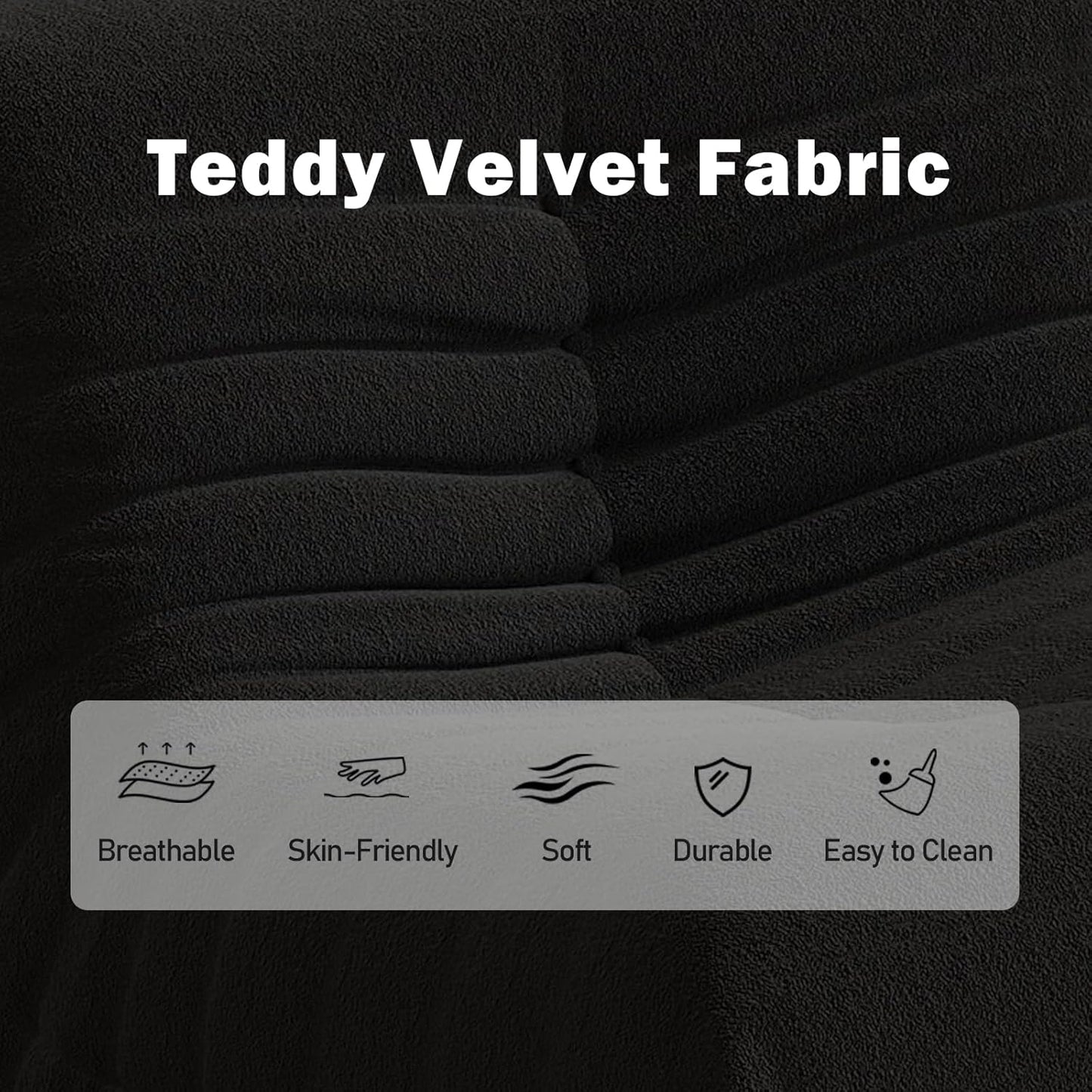 Bean Bag Chair, Memory Foam Bean Bag Sofa Large Bean Bag Chair for Adults, Bean Bag Chairs for Teens with High Density Comfortable Foam, Bean Bag for Living Room, Bedroom (Black)