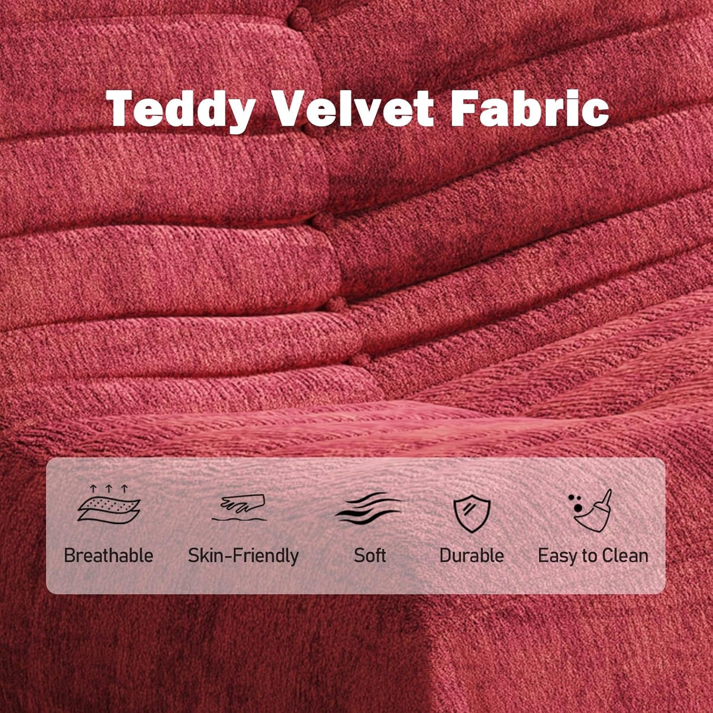 Bean Bag Chair, Fireside Chair Bean Bag Sofa Large Bean Bag Chair for Adults, Bean Bag Chairs for Teens with High Density Comfortable Foam, Memory Foam Bean Bag for Living Room, Bedroom (Red)