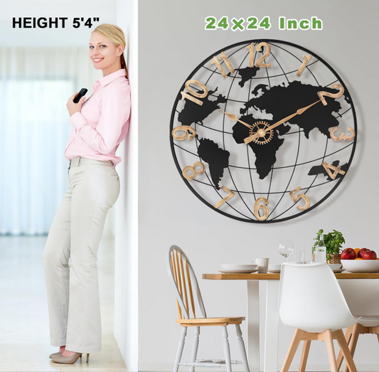 Why U.S. Homes Love This 24" Large Modern World Map Wall Clock