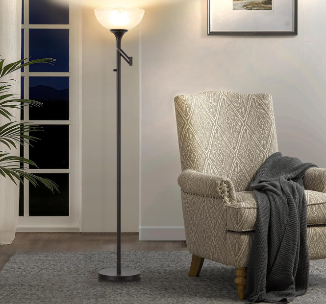Why U.S. Customers Love This 70" Floor Lamp with Glass Shade & Adjustable Arm