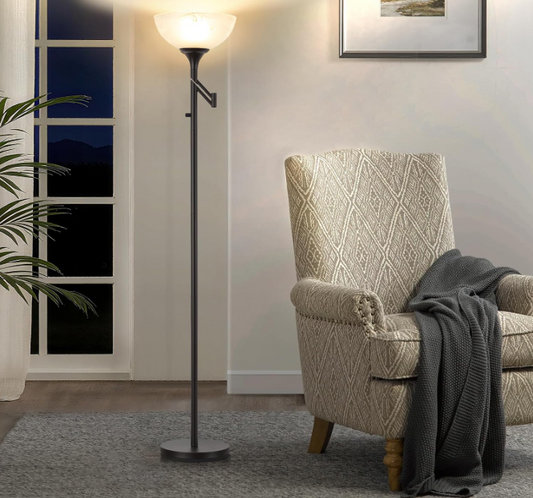 Why U.S. Customers Love This 70" Floor Lamp with Glass Shade & Adjustable Arm