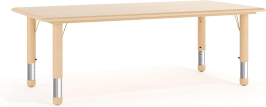 Flash Furniture Wren Adjustable Classroom Activity Table for School and Home, Plastic Activity Table for Kids, 23.625" W x 47.25" L, Natural