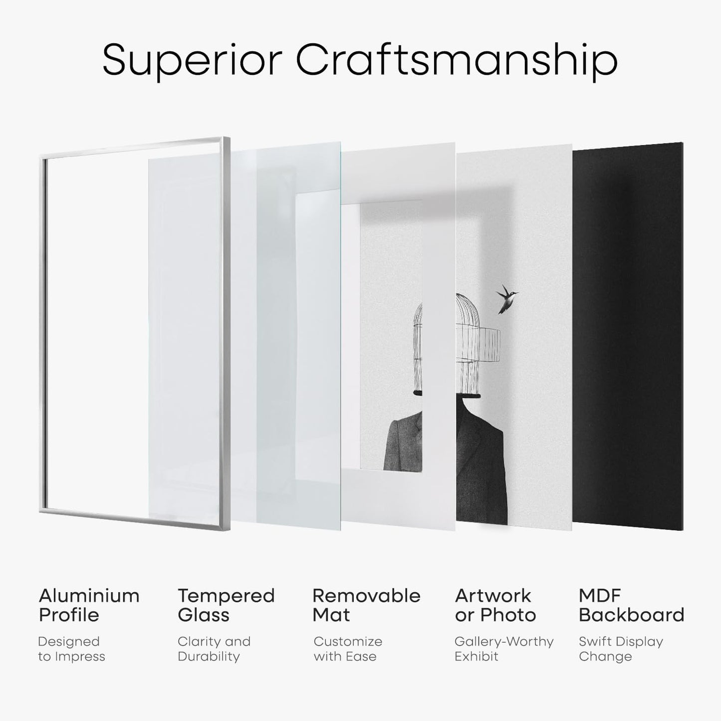 Homeforia Poster Frame 24x32 Silver, High End Metal 24 x 32 Large Picture Frame with Mat 20 x 28 Photo, 24x32 Silver Frames Matted to 20x28 Print, 32x24 Thin Frames, Tempered Glass, Wall Kit, Set of 1