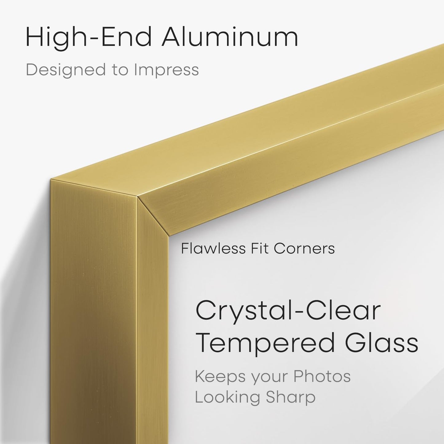 Homeforia 8x8 Picture Frame Gold, High End Metal 8 x 8 Square Photo Frames with Mat 6 by 6, 8x8 Poster Frame Matted to 6x6 inches Print, 8by8 Wall or Tabletop Frame, Tempered Glass, Wall Kit, Set of 1