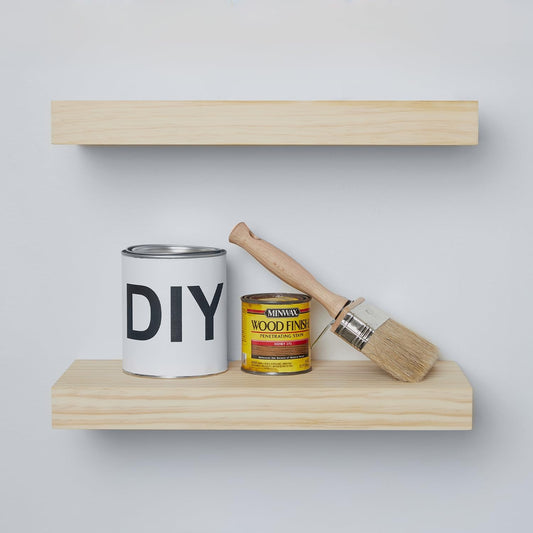 Homeforia 16 inch Natural Floating Shelf, High End Solid Real Wood 16inch Small Floating Shelves for Wall Mounted, Natural Wooden Floating Shelves, Heavy Duty Bracket, 16 X 6.5 X 1.75 in, Set of 3