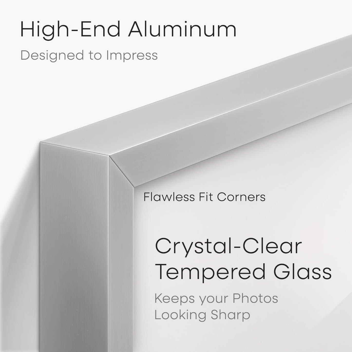 Homeforia 9x12 Picture Frame Silver, High End Metal 9 x 12 Frames with Mat 7 by 10 inch Photo, 9by12 Poster Frame Matted to 7x10 Print, 12x9 Wall or Tabletop Frames, Tempered Glass, Wall Kit, Set of 1