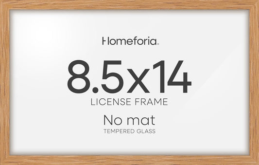 Homeforia 8.5x14 Marriage License Frame Wood, High End Natural Oak 8.5 x 14 Certificate Frames, 14x8.5 Light Wooden Frame for Wall & Tabletop, 8.5by14 Picture Frame, Tempered Glass, Wall Kit, Set of 1