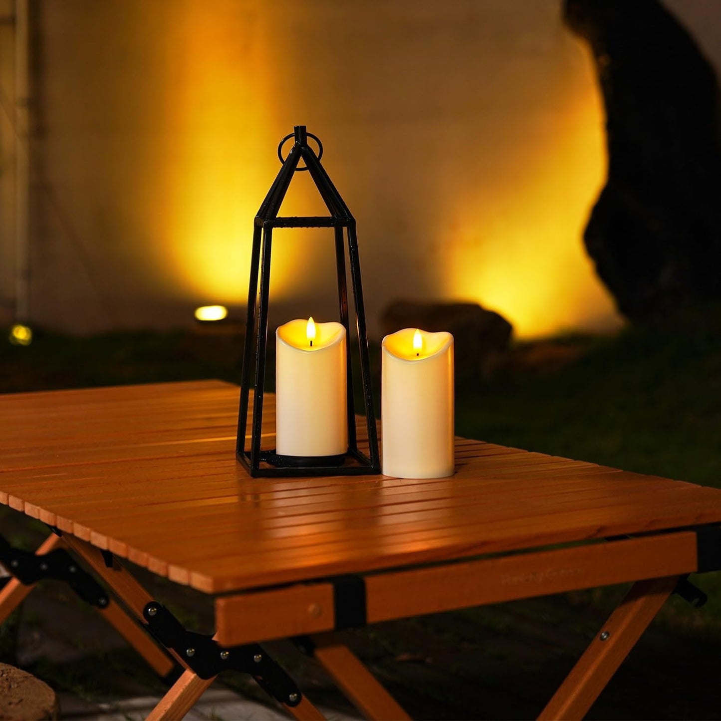 Homemory 6”x3” Outdoor Waterproof Flameless Candles, LED Candles, Battery Operated Candles with Remote and Timers, Electric Fake Plastic Pillar Candles,Dark Ivory, Set of 2