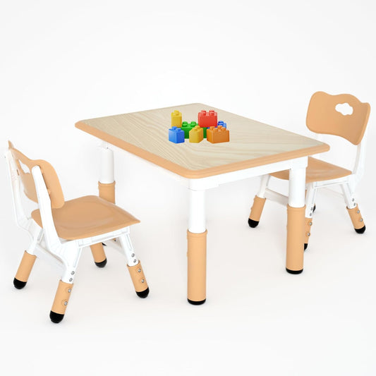 Kids Study Table and 2 Chairs Set,Height Adjustable Table and Chairs for Children and Toddlers,31.5"X23.6"Graffiti Desktop,Suitable for Daycare,Classrooms, Home