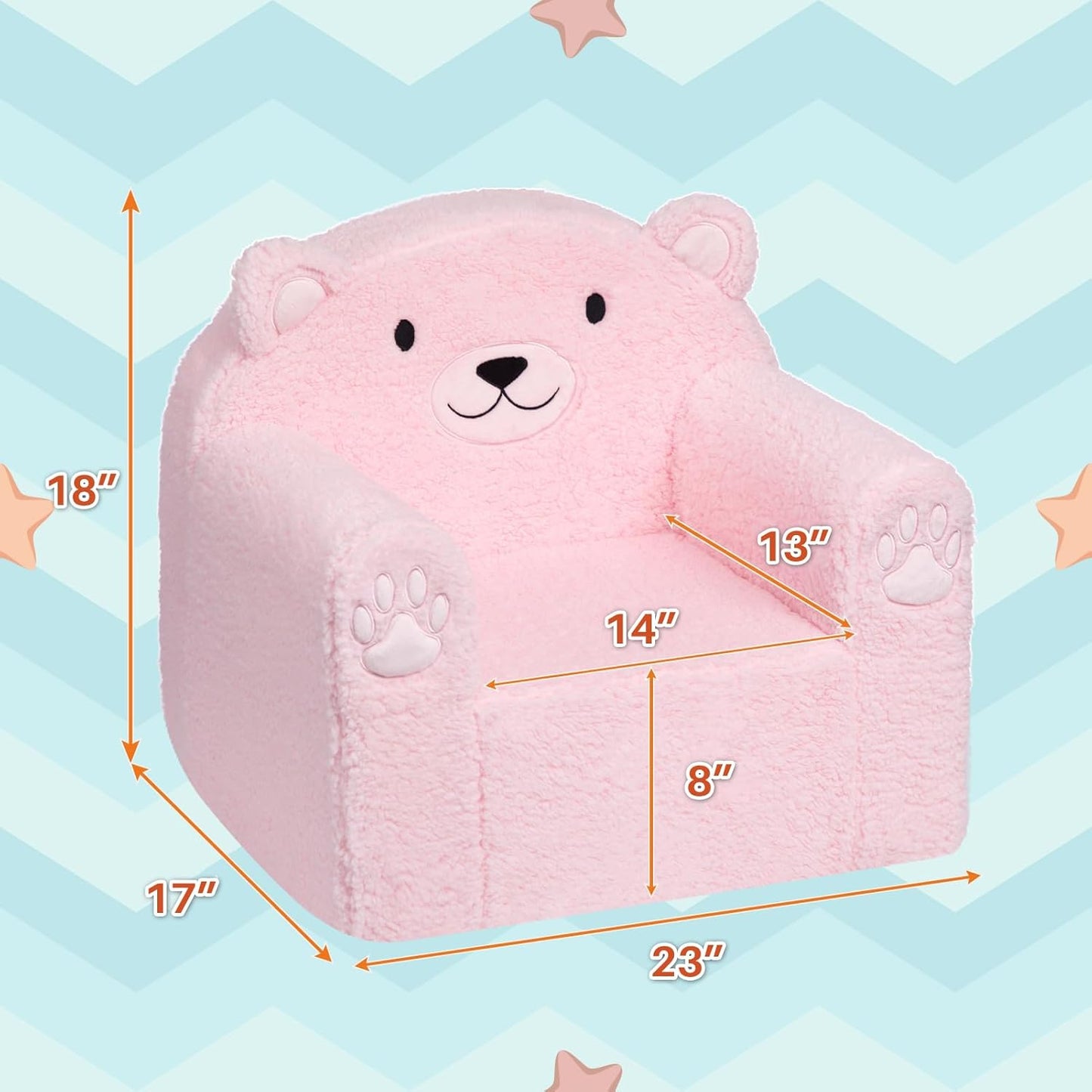 ALIMORDEN Animal Series Kid's Chair, Ultra-Soft Comfy Foam Filled Toddler Sofa Chair, Cute Animal-Shaped Design Toddler Couch, Lightweight Birthday for Baby Boys & Girls (Pink Bear)