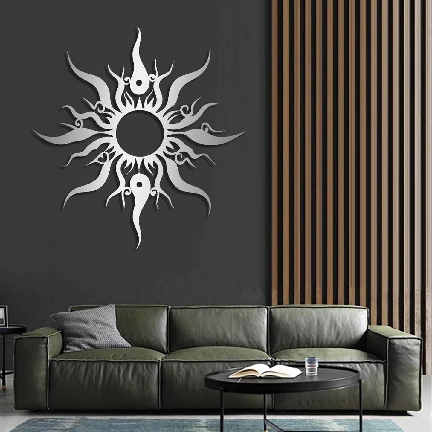Hotuijxca Metal Wacky Sun Wall Art, Wacky Sun Metal Decor for Livingroom, Bedroom (White, 31"x30"/80x77cm, metal wall art)