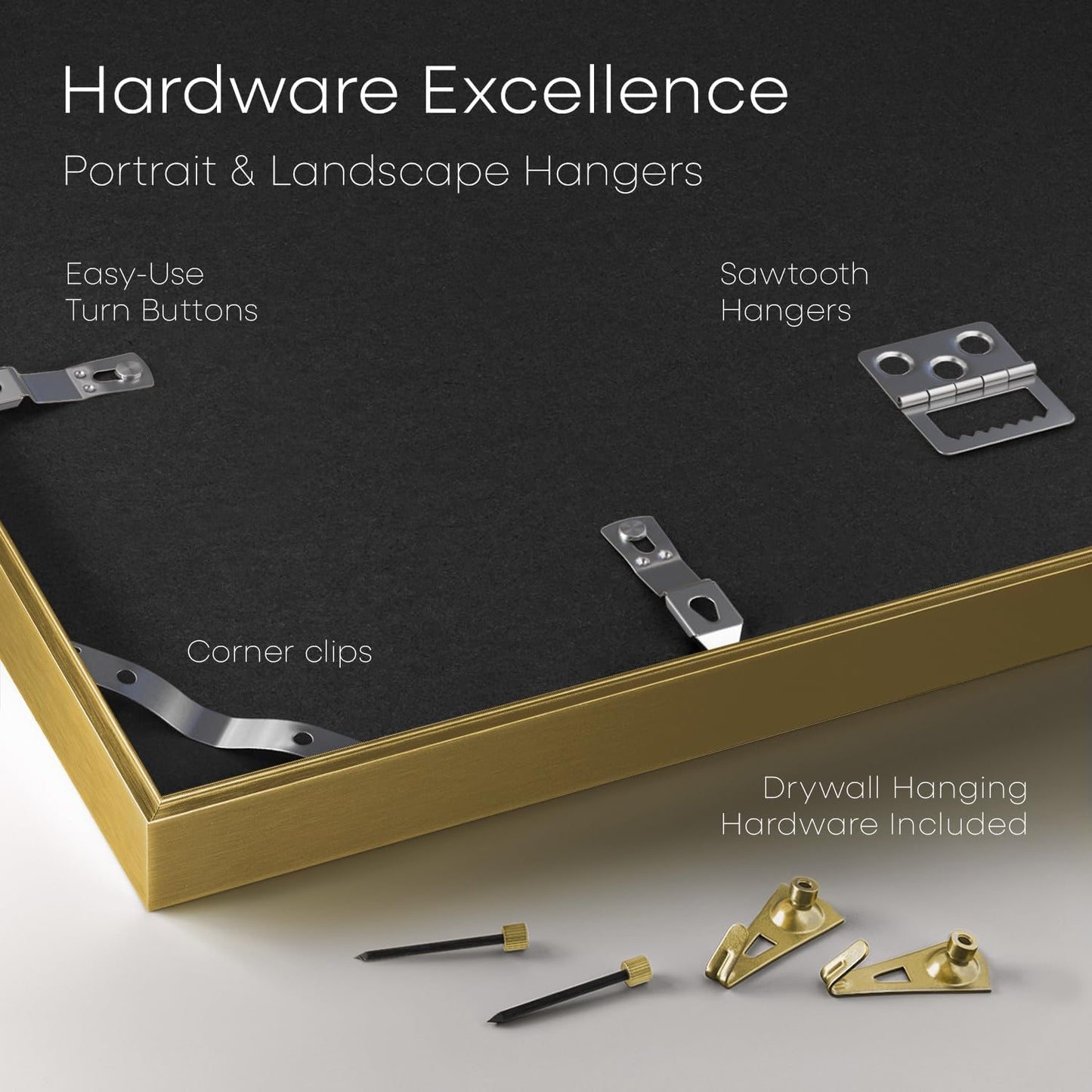 Homeforia 6x8 Picture Frame Gold, High End Metal 6 x 8 Frames with Mat 5 by 7 for Print, Photo Frame 6x8 Gold Matted to 5x7 inches Art, 6by8 Wall or Tabletop Frames, Tempered Glass, Wall Kit, Set of 1