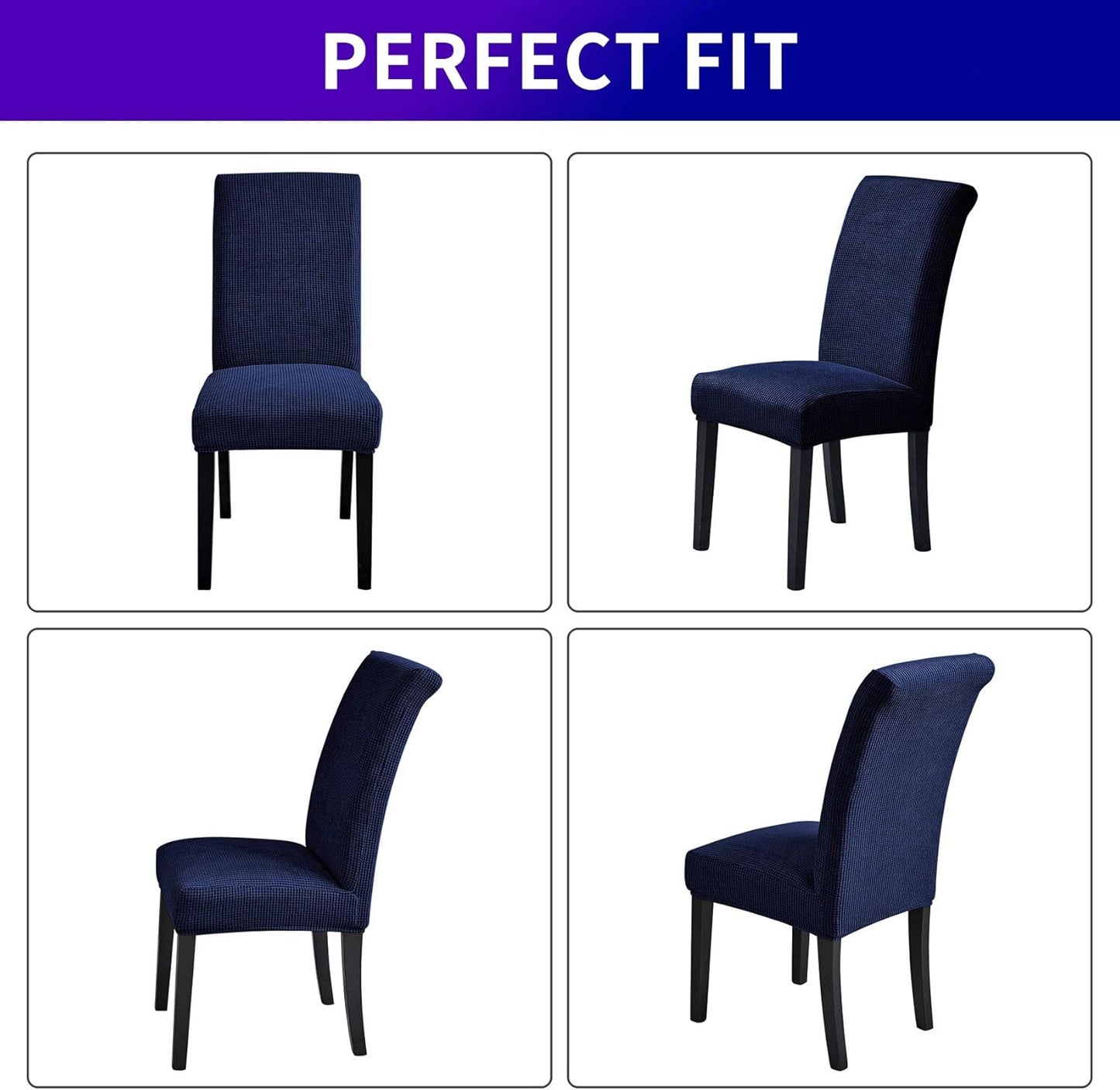 Howhic Stretch Chair Covers for Dining Room Set of 2, Removable Washable Dining Room Chair Covers, Dining Chair Slipcovers Seat Protector, Great for Home and Banquet Decor (Navy, 2 Pack)