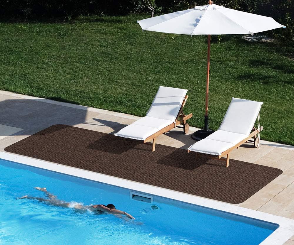 House, Home and More Indoor Outdoor Double-Ribbed Carpet Runner with Skid-Resistant Rubber Backing - Bittersweet Brown - 4 Feet x 25 Feet