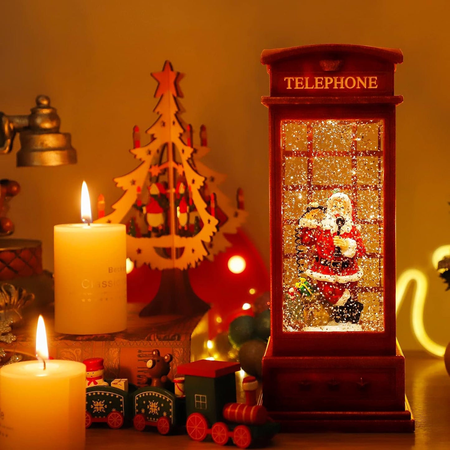 House & Garden Decoration,Christmas Lantern with 8 Pieces of Music,Sparkling Crystal Keep Circling Around The Snowman Families Music Box as a (Old Man)