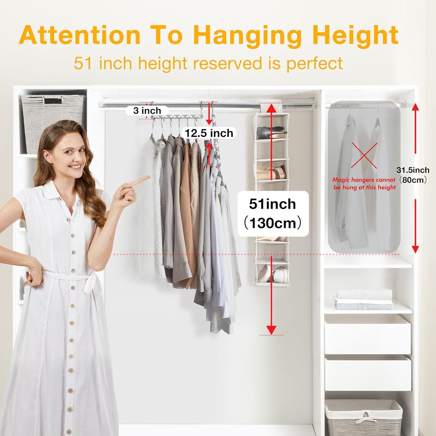 HOUSE DAY Space Saving Hangers for Clothes 20 Pack, Heavy Duty Hanger Organizer | 30 Lbs Capacity |, Metal Magic Hanger, Sturdy Multi Hangers, Closet Space Saver Closet Organizers and Storage