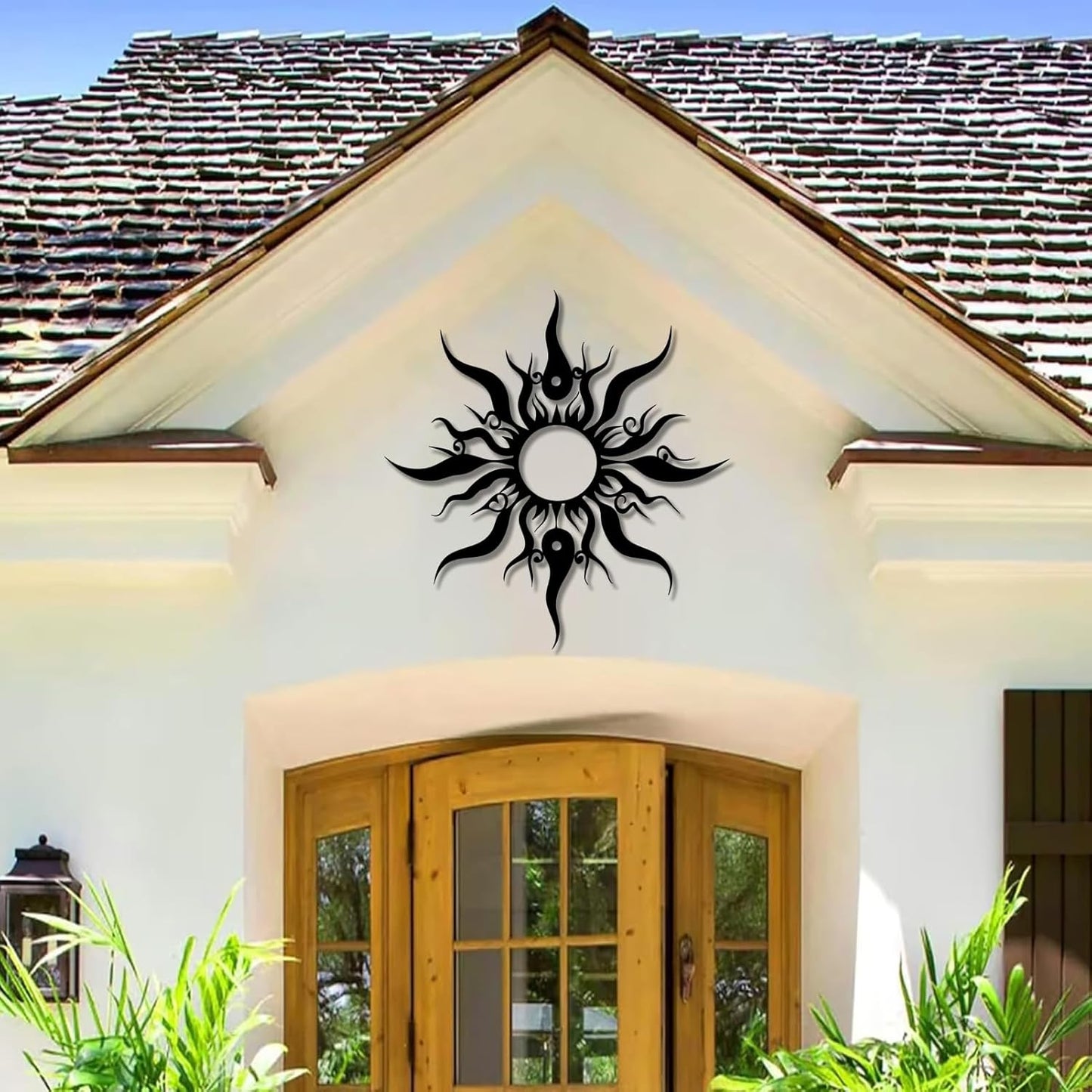 Hotuijxca Metal Wacky Sun Wall Art, Wacky Sun Metal Decor for Livingroom, Bedroom (White, 28"x27"/70x67cm, metal wall art)