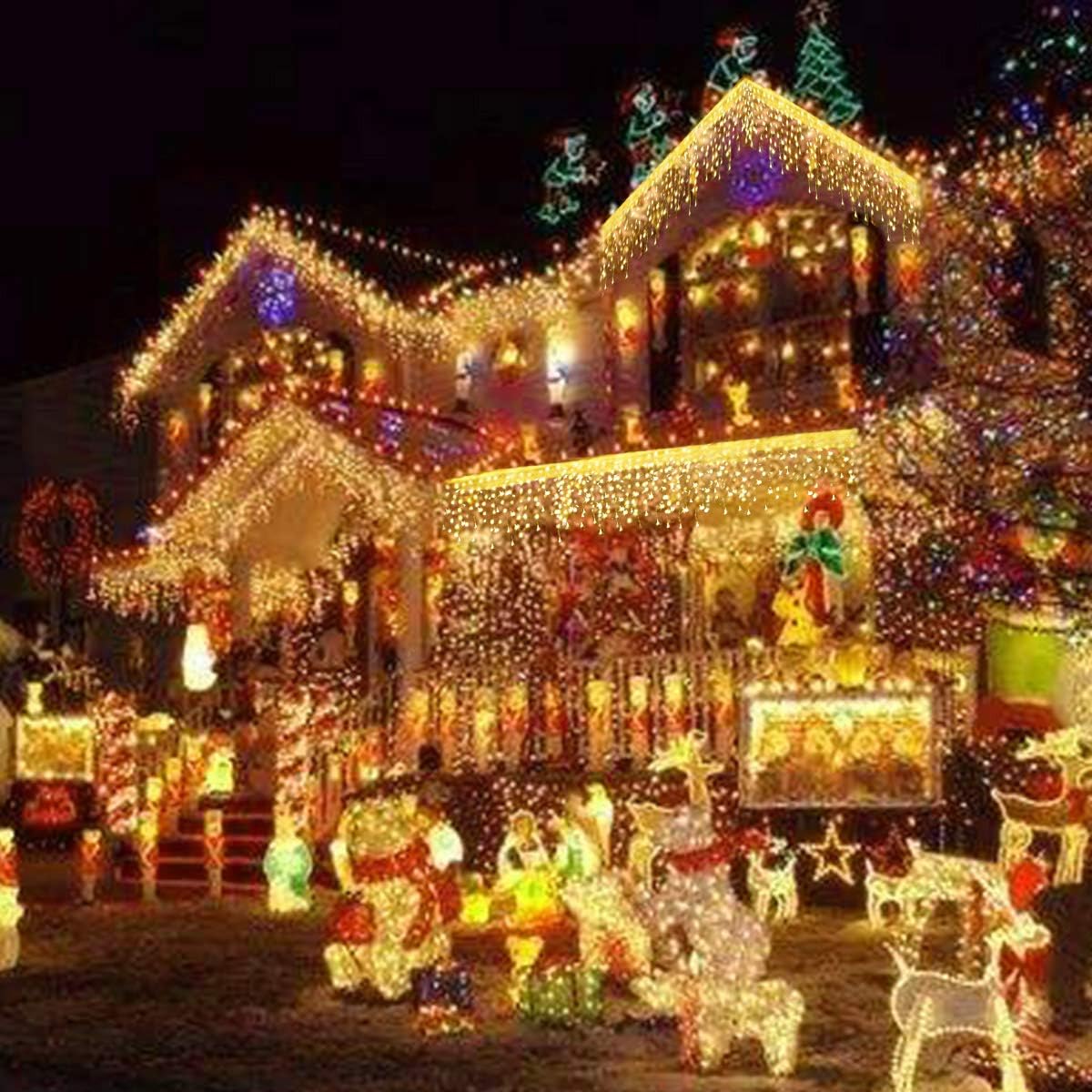 Homeleo Solar Icicle Lights, Outdoor Warm White LED Icicle Lights for Outside Christmas Decorations, Holiday Xmas House Porch Girls Bedroom Decor (14.5Ft/30 Drops/160 LED)