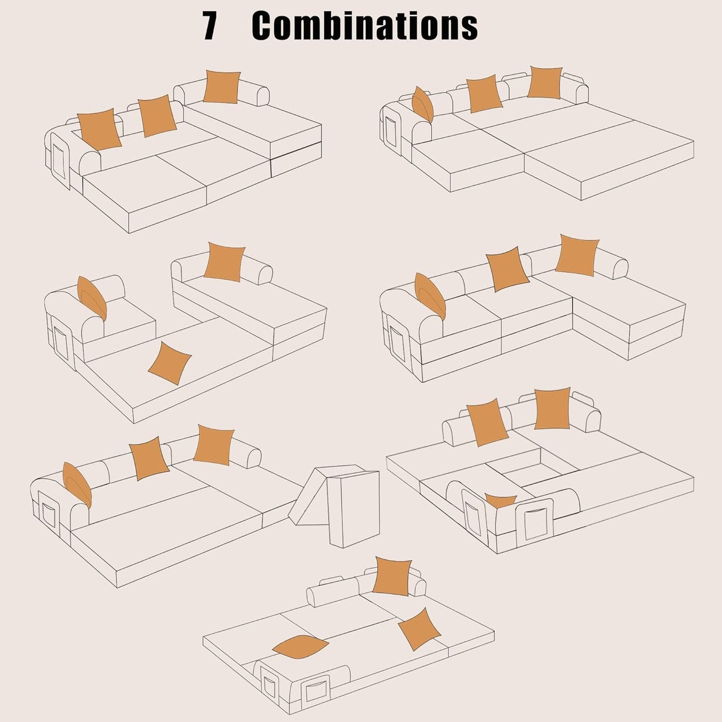 107" Oversized Convertible Sleeper Sofa Bed, Corduroy L Shape Sectional Couch, Folding Sofa Bed with Side Pocket, Modern Cloud Floor Mattress Couch, Modular Sofa for Living Room, Black