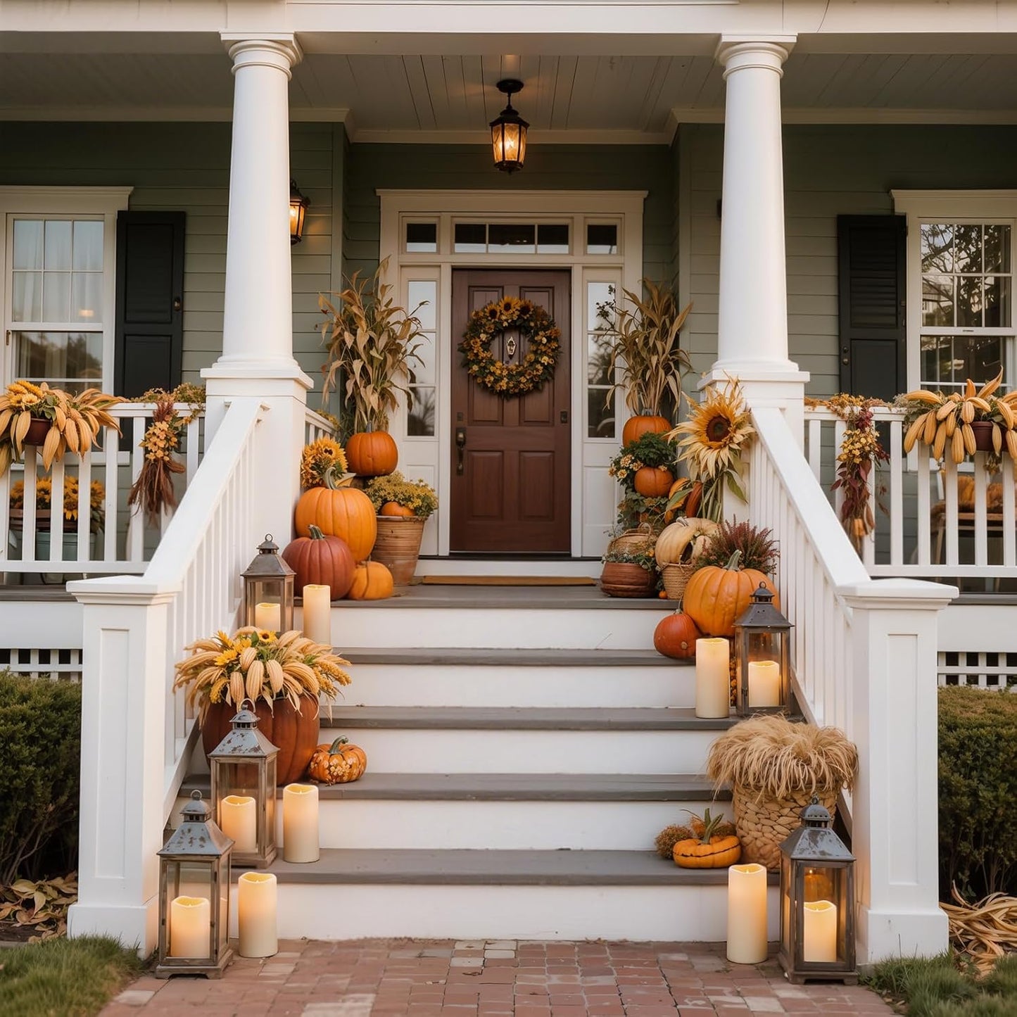 Homemory 8" x 4" Large Waterproof Outdoor Flameless Candles with Remote Control and Timer, Battery Operated Flickering LED Pillar Candles for Indoor Outdoor Lanterns, Porch, Long Lasting, Set of 2