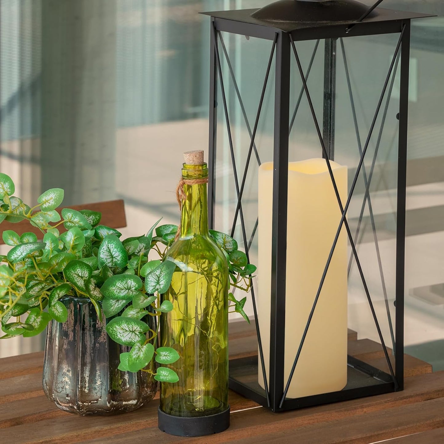 1 Pack 3" x 8" Outdoor Flameless Candles with Remote and Timer, Battery Operated Flickering LED Flameless Pillar Candles for Wedding Home Decoration, Ivory, Plastic