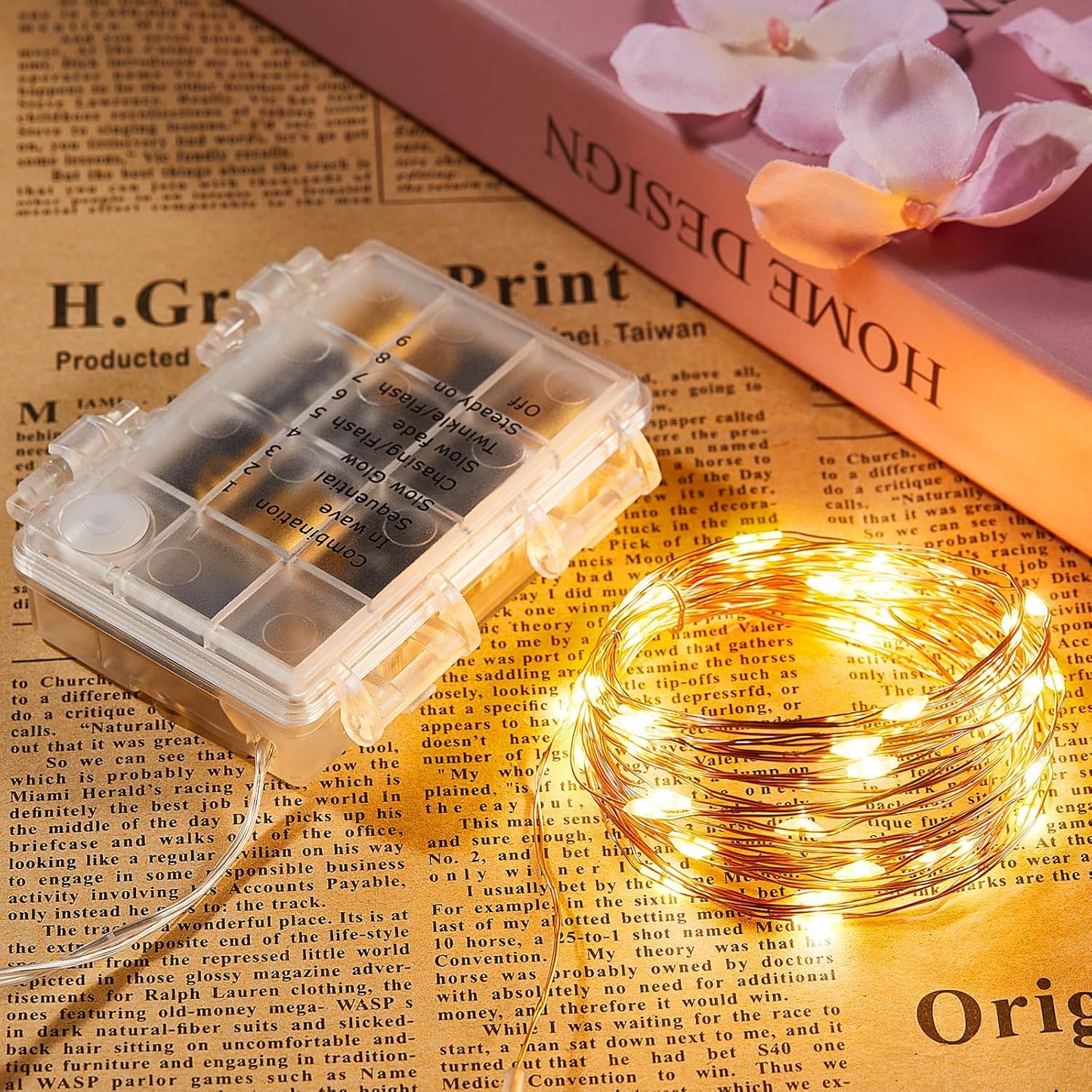 1 Pack 16.4 Ft. Battery Operated Outdoor String Lights with Remote & Timer, LED Warm White Fairy Lights, Waterproof Twinkle Lights for Bedroom, Dorm, Mason Jar, Wedding, Party, Christmas