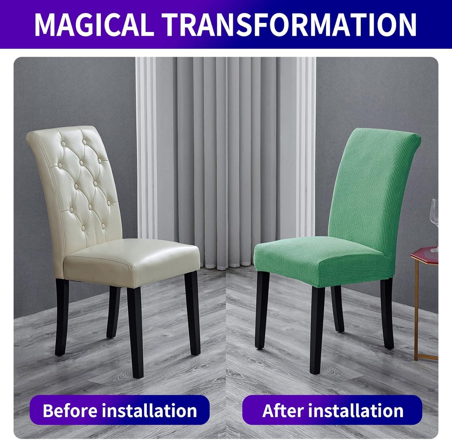 Howhic Chair Covers for Dining Room Set of 6, Stretchy Dining Chair Covers, Textured Jacquard Kitchen Chair Slipcovers, Classy Decor for Home and Banquet (Sage, 6 Pack)