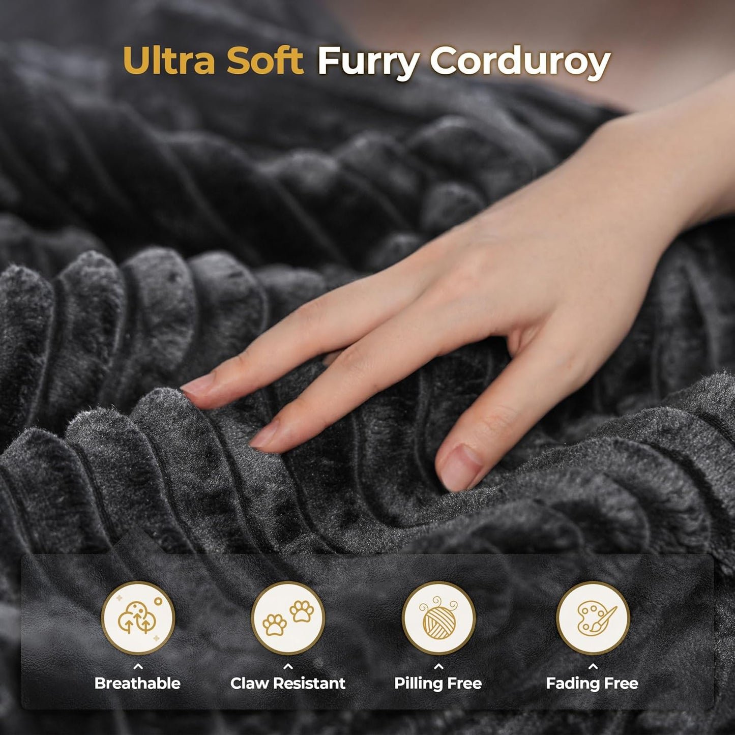 HOOOWOOO Modular Sectional Sofa,8 Pieces Sectional Couches for Living Room,164X66 L Shaped Cloud Couch with Ottoman Chaise Set(Black Velvet Corduroy)