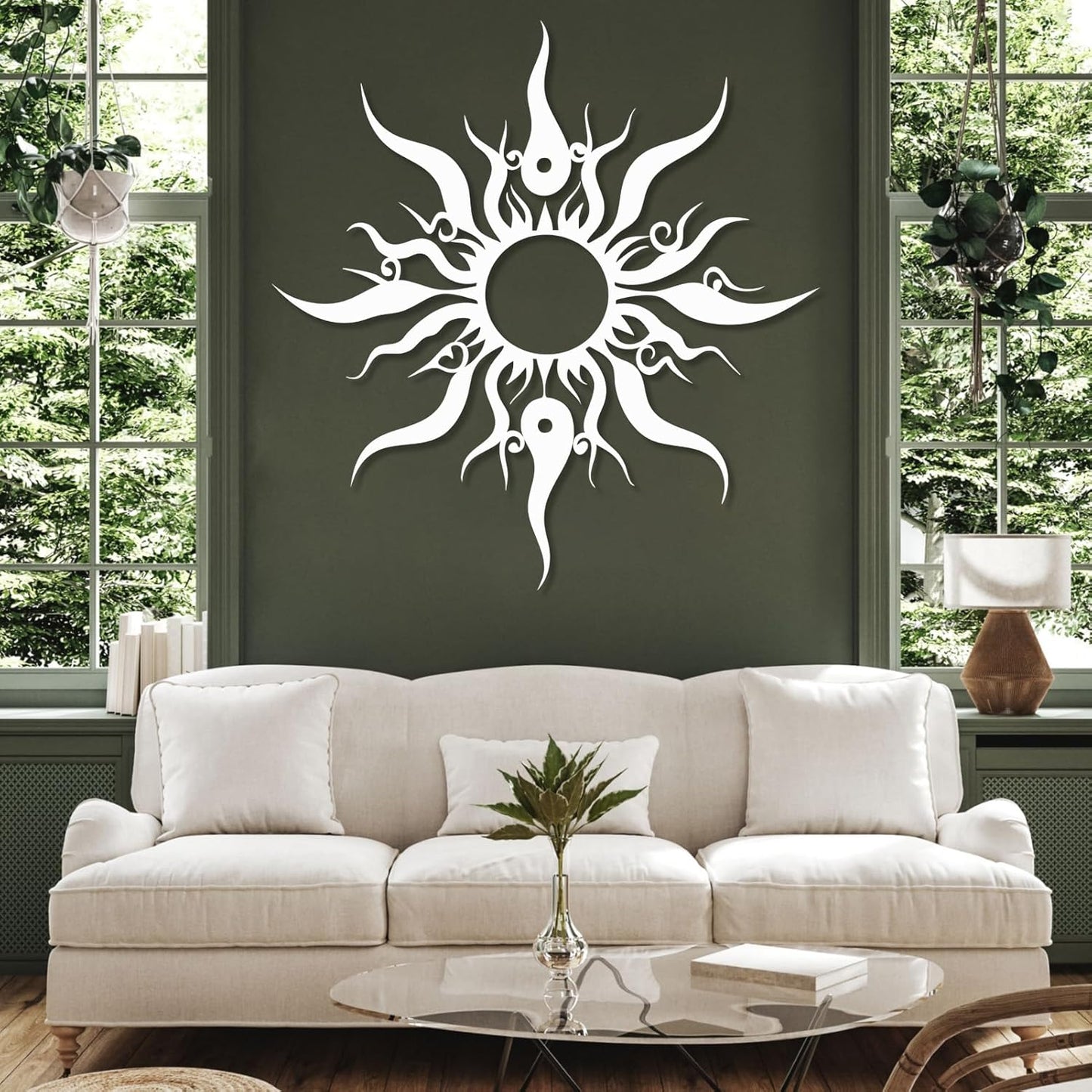 Hotuijxca Metal Wacky Sun Wall Art, Wacky Sun Metal Decor for Livingroom, Bedroom (Black, 24"x23"/60x58cm, metal wall art)