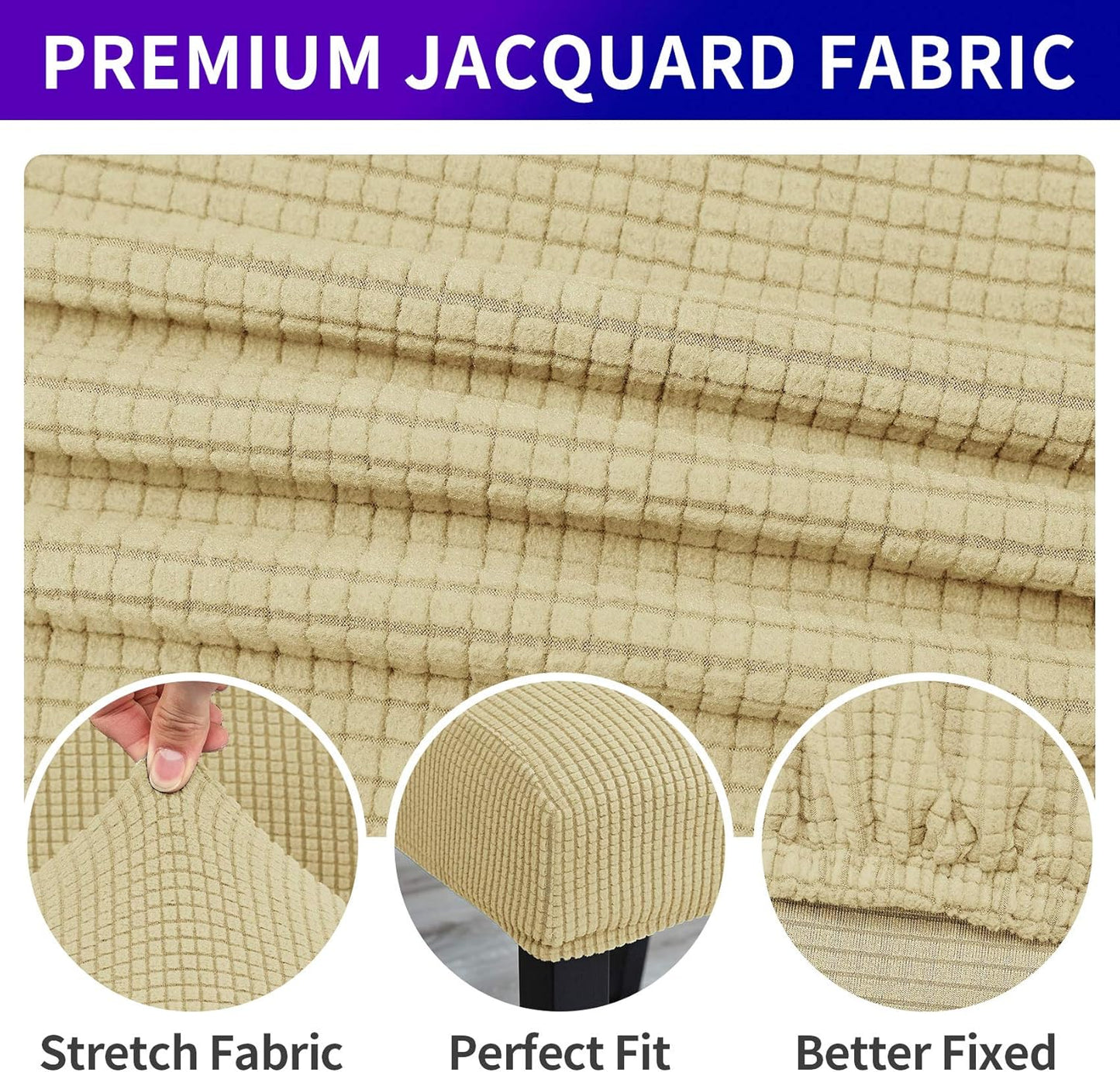 Howhic Stretch Chair Covers for Dining Room Set of 2, Removable Washable Dining Room Chair Covers, Dining Chair Slipcovers Seat Protector, Great Decoration for Home and Banquet (Champagne, 2 Pack)