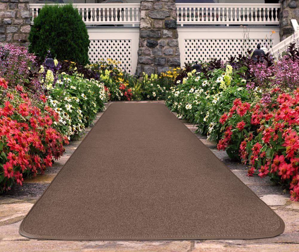 House, Home and More Outdoor Carpet Runner - Brown - 4 Feet x 40 Feet