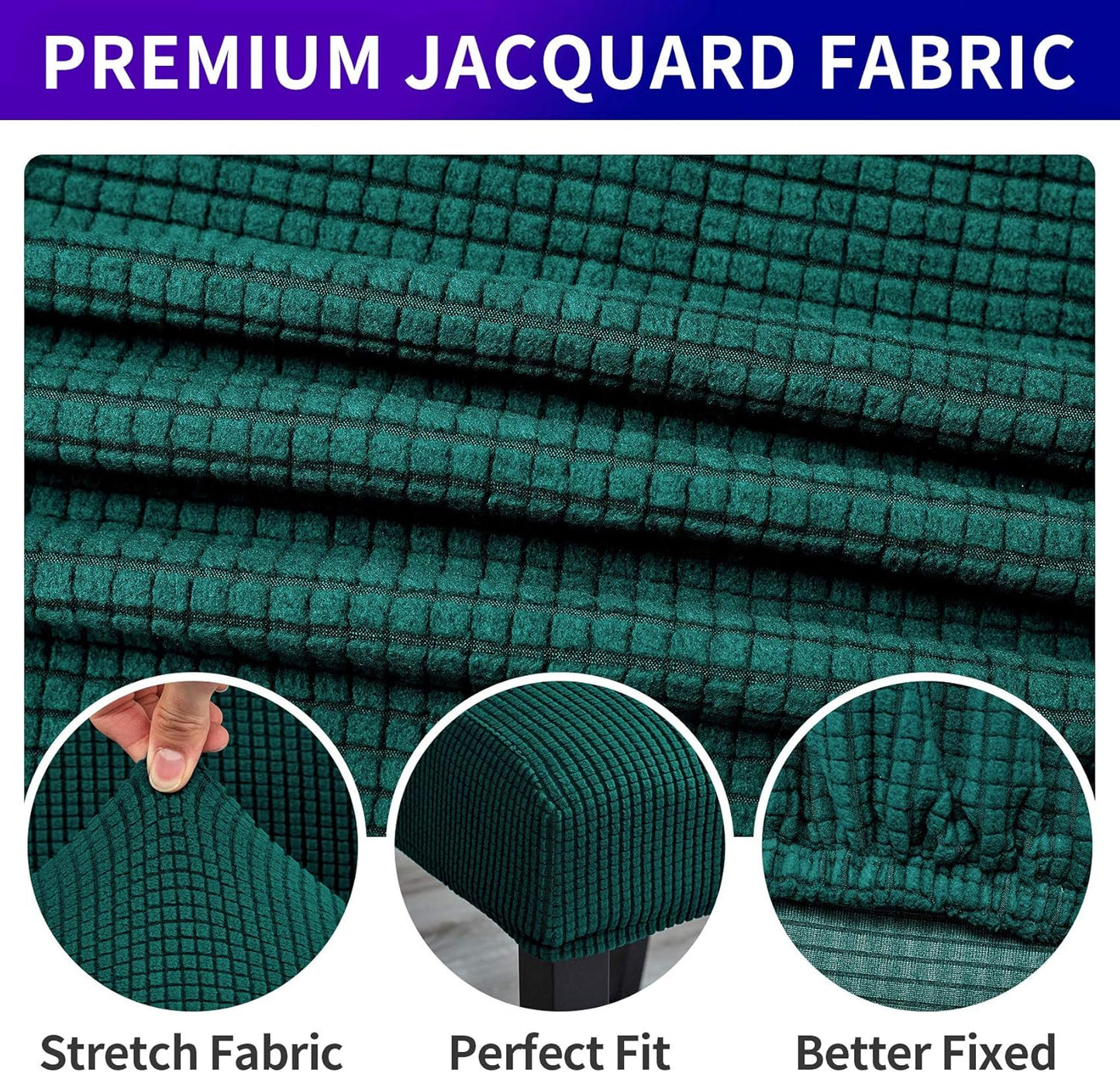 Howhic Chair Covers for Dining Room Set of 2, Stretchy Dining Chair Covers, Textured Jacquard Kitchen Chair Slipcovers, Classy Decor for Home and Banquet (Hunter, 2 Pack)