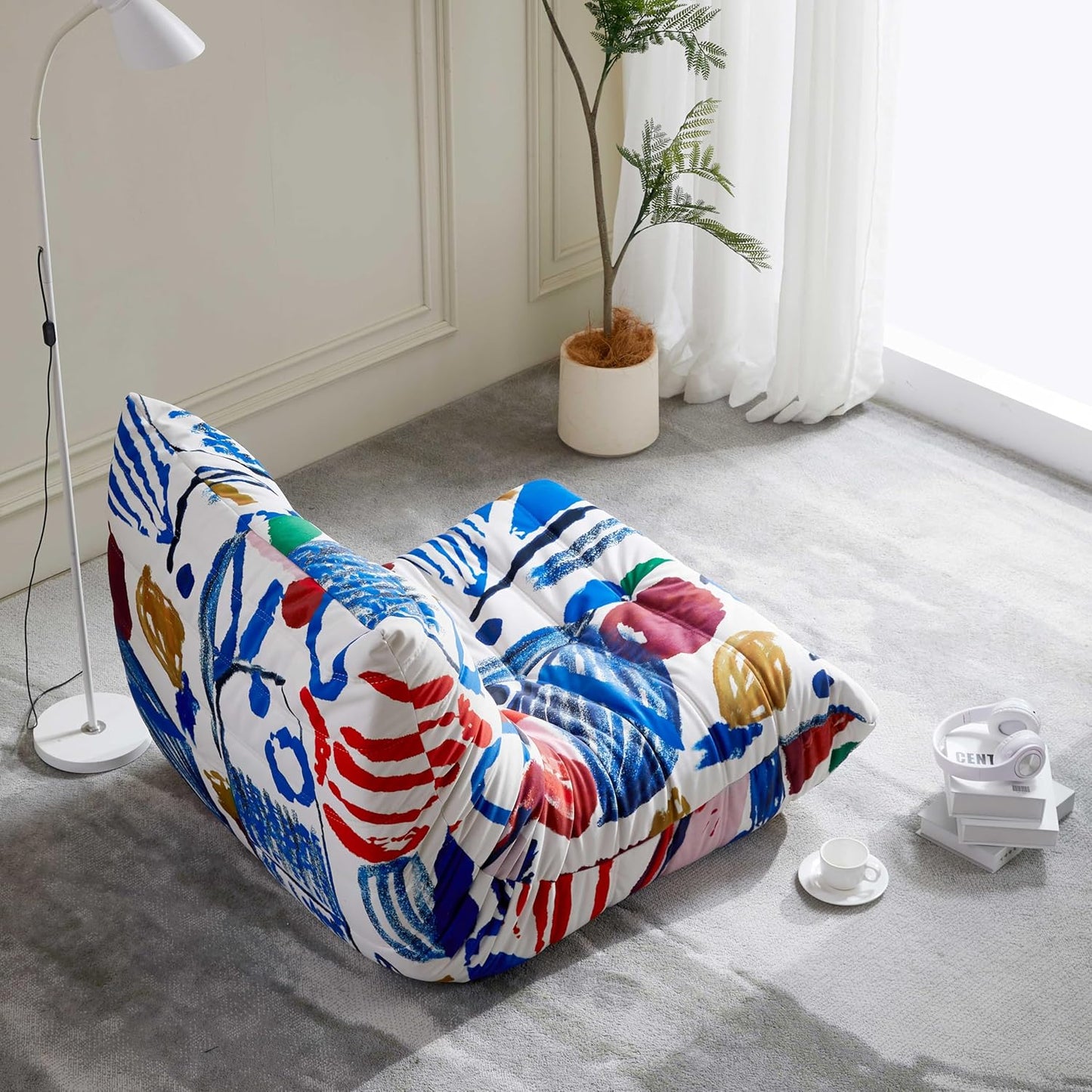 Bean Bag Chair, Fireside Chair Bean Bag Sofa Large Bean Bag Chair for Adults, Bean Bag Chairs for Teens with High Density Comfortable Foam, Memory Foam Bean Bag for Living Room, Bedroom (Multicolor)